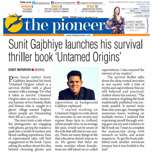 Sunit Gajbhiye Author Coverage (The Pioneer)