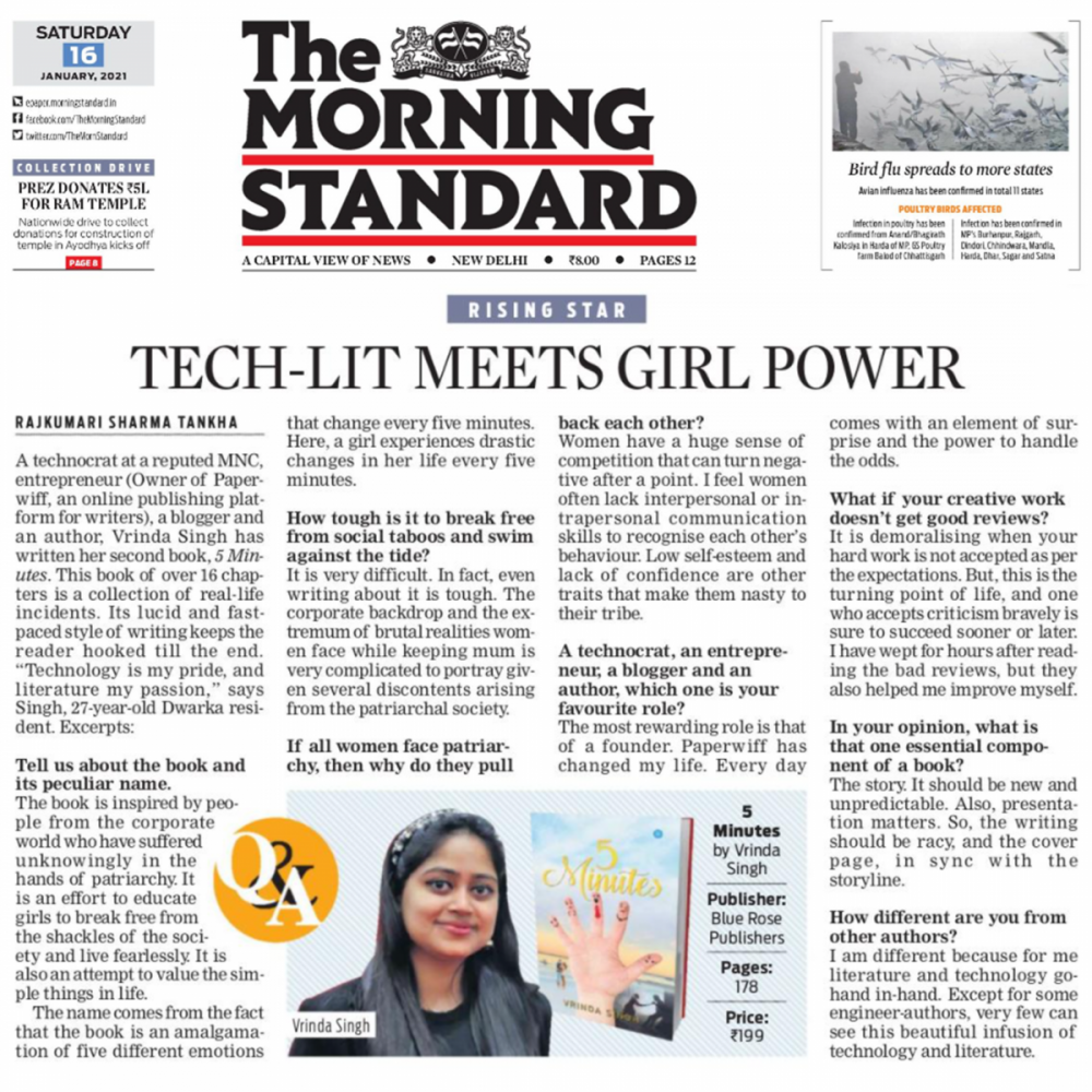 Vrinda Singh Author Coverage (The Morning Standard)