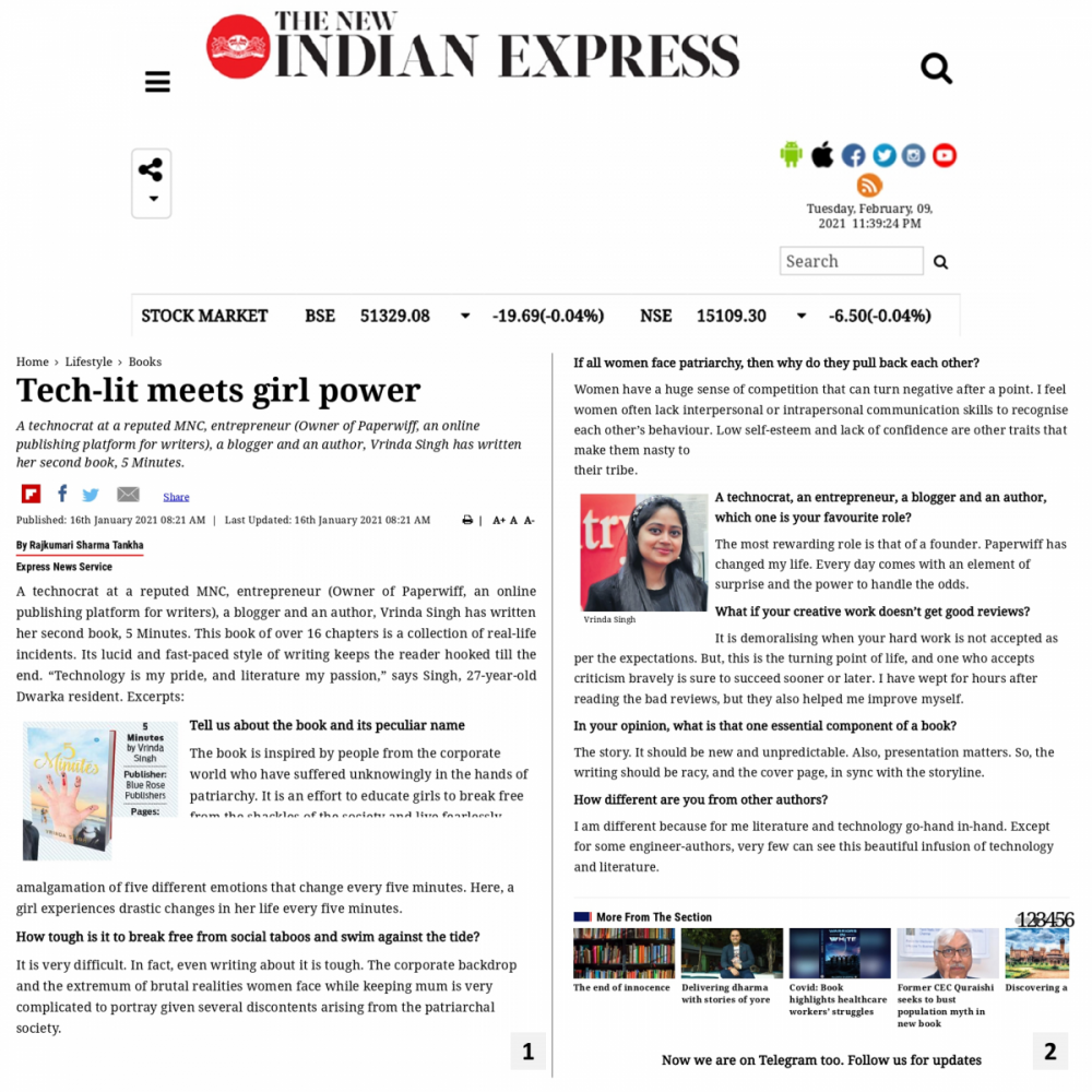 Vrinda Singh Author Coverage (The New Indian Express)